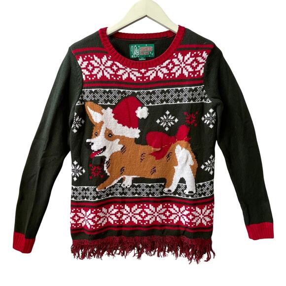 Ugly Christmas Sweater Light Up Corgi Puppy Ugly Holiday Sweater Size Small - Picture 1 of 5